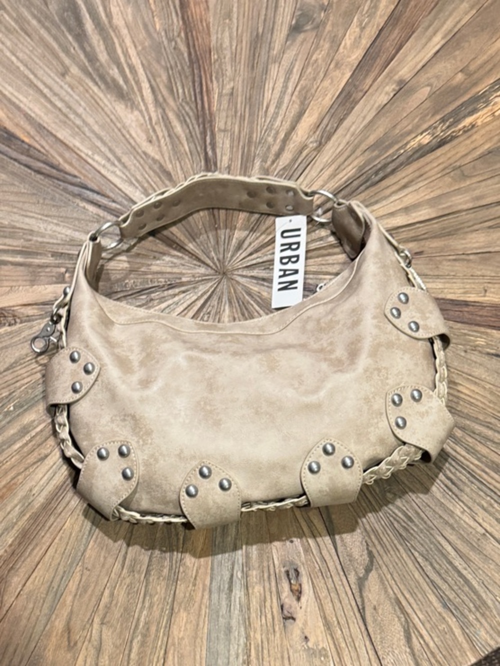 New With Tags Urban Outfitters Silence + Noise Emory Studded Hobo Bag in Bone